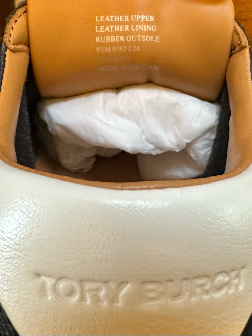 Tory Burch Phoenix Sneaker Tumbled Leather Black/Purity Trainers EU 38.5 US 8.5 - Picture 7 of 12
